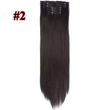 Load image into Gallery viewer, Leeons 16 colors 16 clips Long Straight Synthetic Hair Extensions Clips in High Temperature Fiber Black Brown Hairpiece