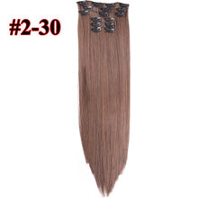Load image into Gallery viewer, Leeons 16 colors 16 clips Long Straight Synthetic Hair Extensions Clips in High Temperature Fiber Black Brown Hairpiece