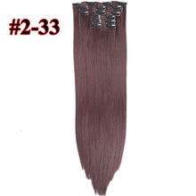 Load image into Gallery viewer, Leeons 16 colors 16 clips Long Straight Synthetic Hair Extensions Clips in High Temperature Fiber Black Brown Hairpiece
