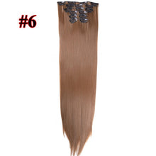 Load image into Gallery viewer, Leeons 16 colors 16 clips Long Straight Synthetic Hair Extensions Clips in High Temperature Fiber Black Brown Hairpiece