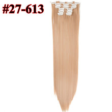 Load image into Gallery viewer, Leeons 16 colors 16 clips Long Straight Synthetic Hair Extensions Clips in High Temperature Fiber Black Brown Hairpiece