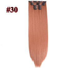 Load image into Gallery viewer, Leeons 16 colors 16 clips Long Straight Synthetic Hair Extensions Clips in High Temperature Fiber Black Brown Hairpiece