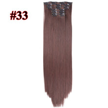 Load image into Gallery viewer, Leeons 16 colors 16 clips Long Straight Synthetic Hair Extensions Clips in High Temperature Fiber Black Brown Hairpiece