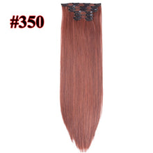 Load image into Gallery viewer, Leeons 16 colors 16 clips Long Straight Synthetic Hair Extensions Clips in High Temperature Fiber Black Brown Hairpiece