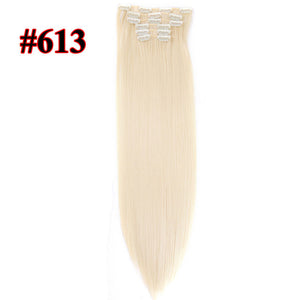 Leeons 16 colors 16 clips Long Straight Synthetic Hair Extensions