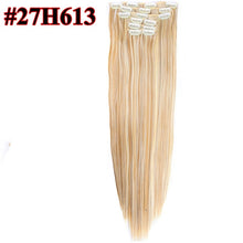 Load image into Gallery viewer, Leeons 16 colors 16 clips Long Straight Synthetic Hair Extensions Clips in High Temperature Fiber Black Brown Hairpiece