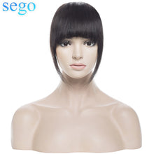 Load image into Gallery viewer, SEGO Straight 3 Clip-in Human Blunt Bangs Sweeping Side Bangs Front Hair Fringes Non-Remy 100% Human Hair  Black Brown Blond