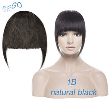Load image into Gallery viewer, SEGO Straight 3 Clip-in Human Blunt Bangs Sweeping Side Bangs Front Hair Fringes Non-Remy 100% Human Hair  Black Brown Blond
