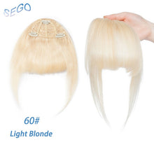 Load image into Gallery viewer, SEGO Straight 3 Clip-in Human Blunt Bangs Sweeping Side Bangs Front Hair Fringes Non-Remy 100% Human Hair  Black Brown Blond
