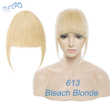 Load image into Gallery viewer, SEGO Straight 3 Clip-in Human Blunt Bangs Sweeping Side Bangs Front Hair Fringes Non-Remy 100% Human Hair  Black Brown Blond