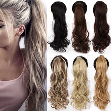 Load image into Gallery viewer, WTB 22" Long Wavy Wrap Around Clip In Ponytail Hair Extension Heat Resistant Synthetic Natural Wave Pony Tail Fake Hair
