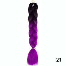 Load image into Gallery viewer, Synthetic hair Braids Ombre Braiding Hair Extension Box Braids Hair Pink Purple Yellow Golden Colors Crochet braids Kanekalon
