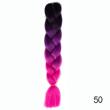 Load image into Gallery viewer, Synthetic hair Braids Ombre Braiding Hair Extension Box Braids Hair Pink Purple Yellow Golden Colors Crochet braids Kanekalon
