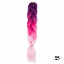 Load image into Gallery viewer, Synthetic hair Braids Ombre Braiding Hair Extension Box Braids Hair Pink Purple Yellow Golden Colors Crochet braids Kanekalon